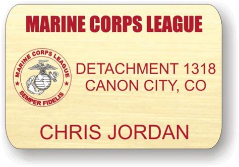 Marine Corps League Gold Badge 895 Custom Name Badges And Name