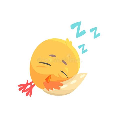 Funny Cartoon Comic Chicken Sleeping On A Pillow Vector Illustration