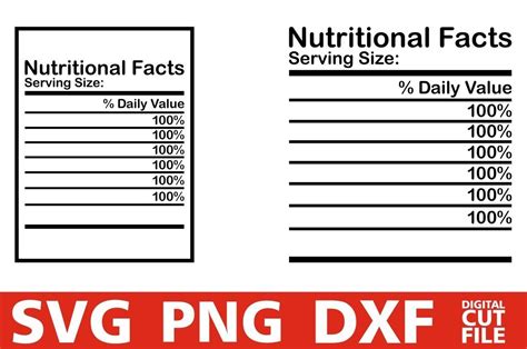 Nutrition Facts Template Svg Nutrition Label Svg Melanin