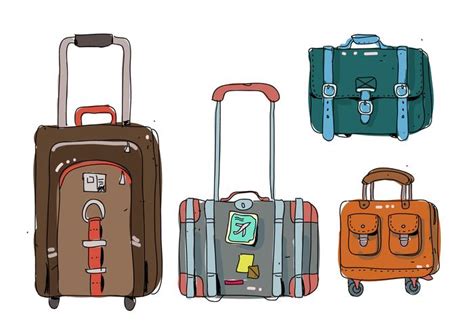 Vintage Retro Luggage Hand Drawn Vector Illustration 215832 Vector Art