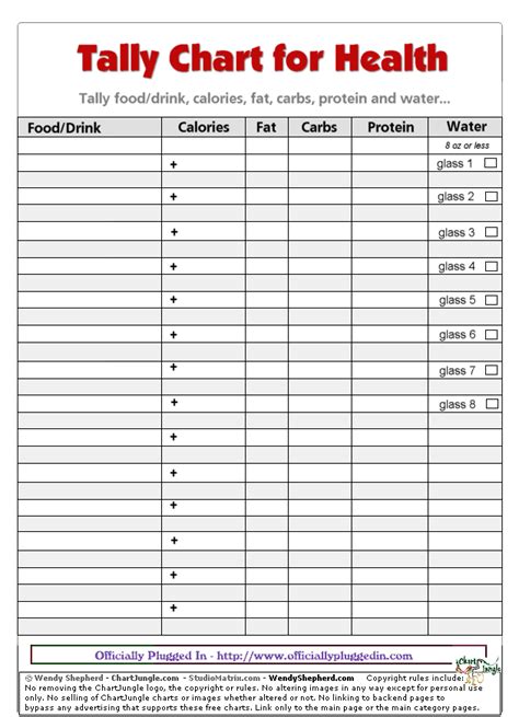 Calorie Counting Chart Printable
