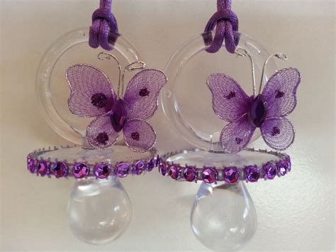 Baby shower invitations design for a client that specifically asked for a butterfly theme for a girl's baby shower. 12 Purple Butterfly Pacifier Necklaces Baby Shower Game ...