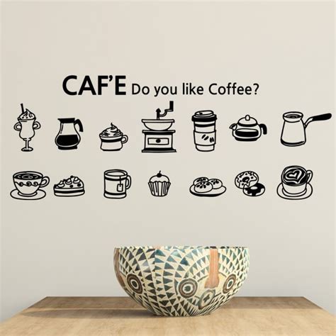 New Arrival Cafe Vinyl Wall Decal Coffee Cake Cup Coffee Sign Mural Art