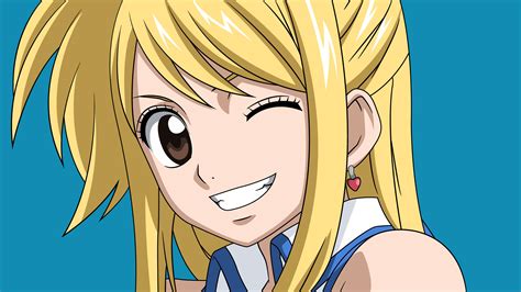 Anime Girls Fairy Tail Heartfilia Lucy Blonde Grin Wink Wallpaper