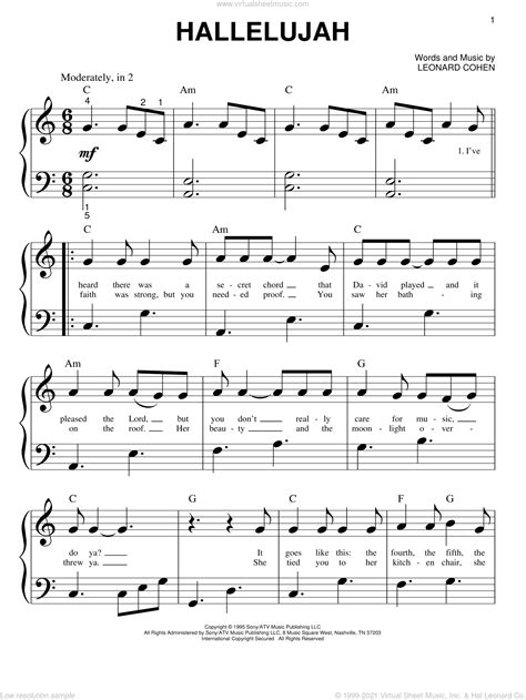 Free Printable Sheet Music For Piano Hallelujah Printable Word Searches