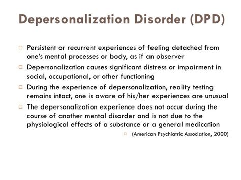 depersonalization clinical features and treatment approaches