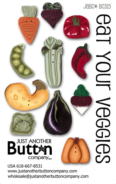 Eat Your Veggies Button Card By Just Another Button Company Button