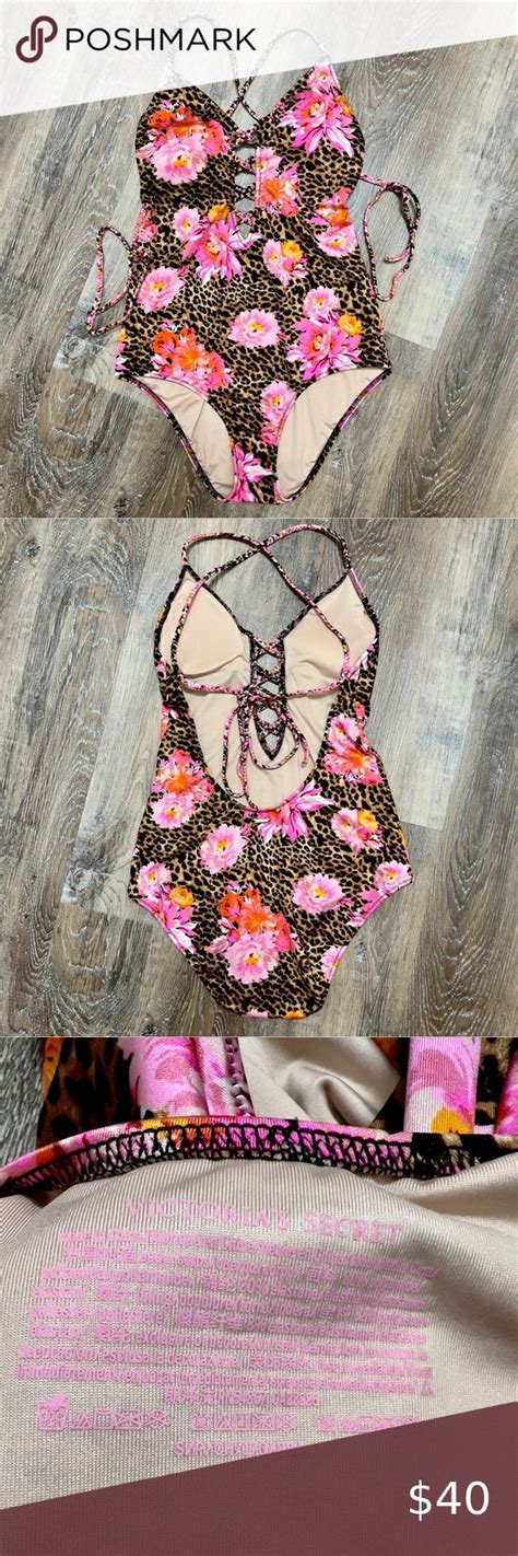 Victorias Secret Small Floral And Cheetah One Piece Bathing Suit One