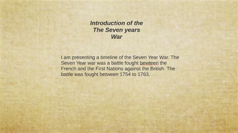 Introduction Of The The Seven Years War By Nasrudin Ali