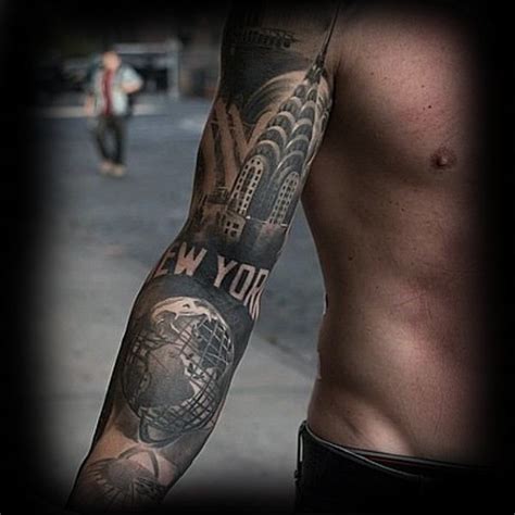 60 New York Skyline Tattoo Designs Für Männer Big Apple Ink Ideen