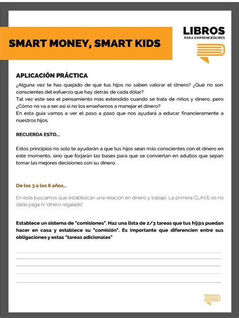 Smart Money Smart Kids Libro De Trabajo Libros Para Emprendedores Pdf