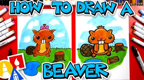 How To Draw Funny Cartoon Beaver Art For Kids Hub