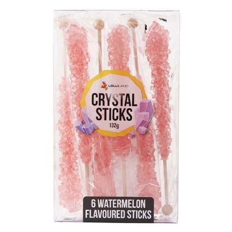 Lolliland Baby Pink Watermelon Crystal Sticks 6pc Toms Confectionery