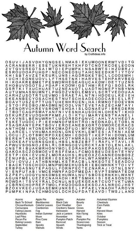 Autumn Word Search Printable | Free printable word searches, Fall words