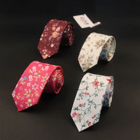 mens neck ties new korean designers fashion slim skinny cotton 6cm print floral cute for men