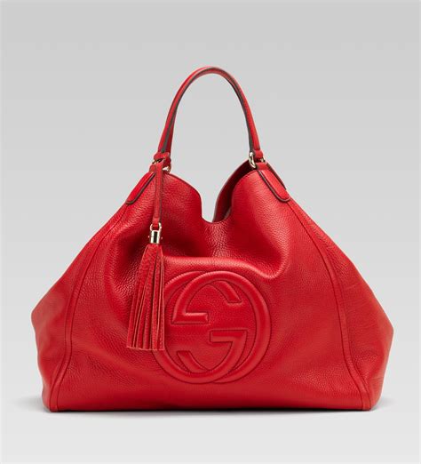 Gucci Red Leather Tote Handbag