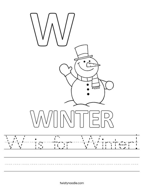 W Is For Winter Worksheet Twisty Noodle