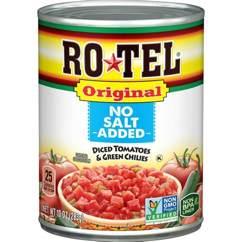 Rotel Original No Salt Added Diced Tomatoes And Green Chilies 10 Ounce
