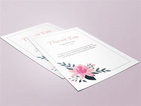 Floral Watercolour Funeral Thank You Postcard Funeral Order Of Service
