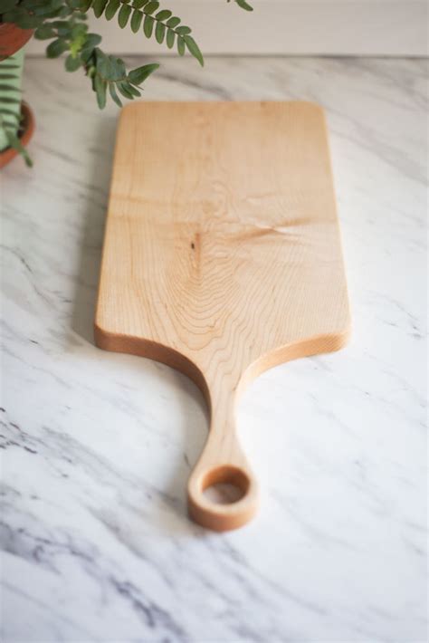 Classic Maple Wood Cutting Board With Handle All Natural Wood Etsy