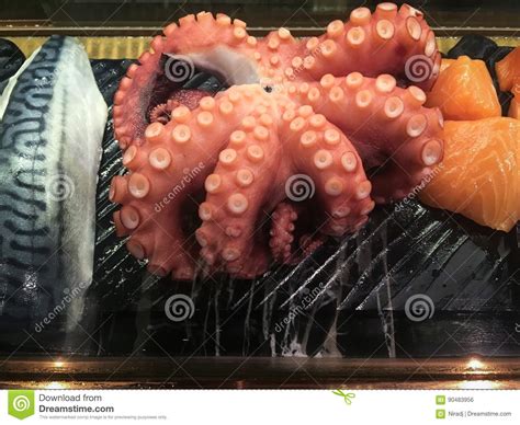 Fresh Raw Octopus And Fishes Japanese Food Stock Photo Image Of Fish