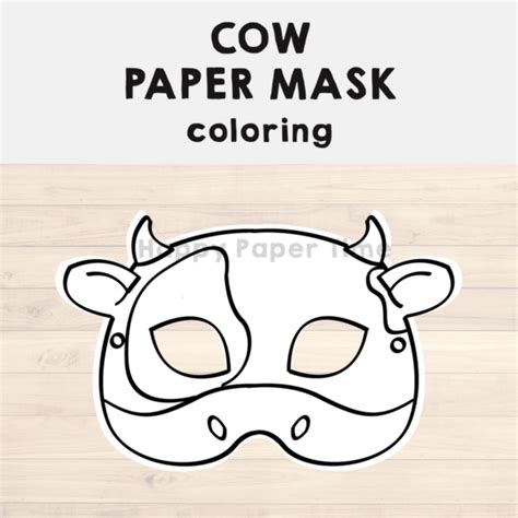Cow Paper Mask Printable Farm Animal Coloring Craft Activity Costume