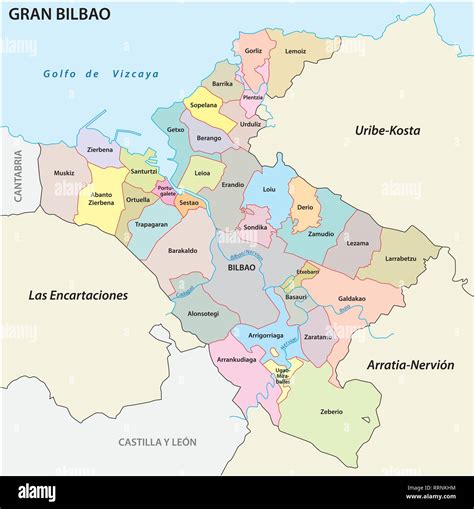 El área Metropolitana De Bilbao Mapa De Vectores Administrativa Y