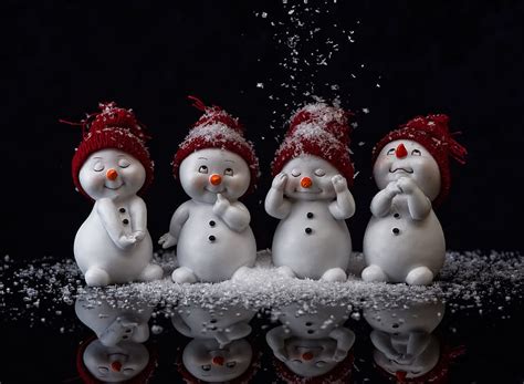 Hd Wallpaper White And Red Snowman Illustration Happy Winter Cute