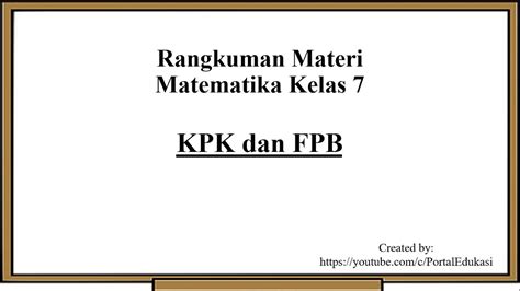 Materi Matematika Kelas 7 KPK Dan FPB YouTube