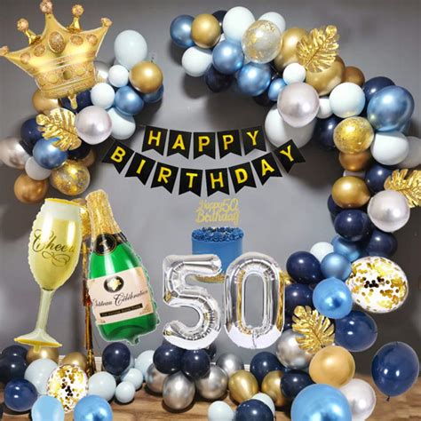 Buy 50th Birthday Decorations Men Blue Gold Party Decorations With 50