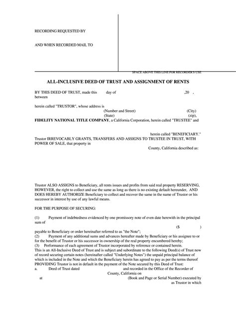 All Inclusive Trust Deed Form Fill Out And Sign