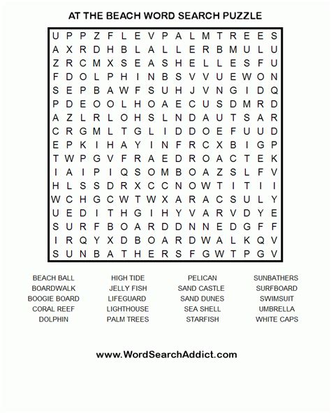 Free Hard Printable Word Searches