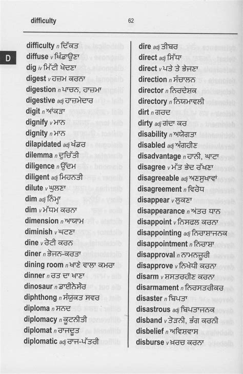 English Punjabi Word To Word Dictionary Basic Esl