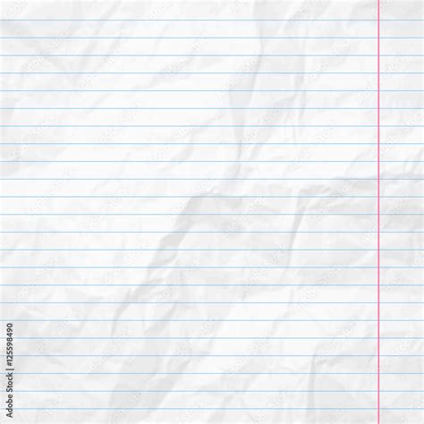 Realistic White Lined Sheet Of Notepad Crumpled Paper Background
