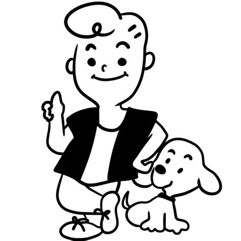 Man Met Hond Cartoon Doodle Kawaii Anime Schattig Illustratie Clipart