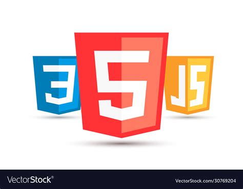 Html5 Css3 Js Icon Set Web Development Logo Icon Vector Image