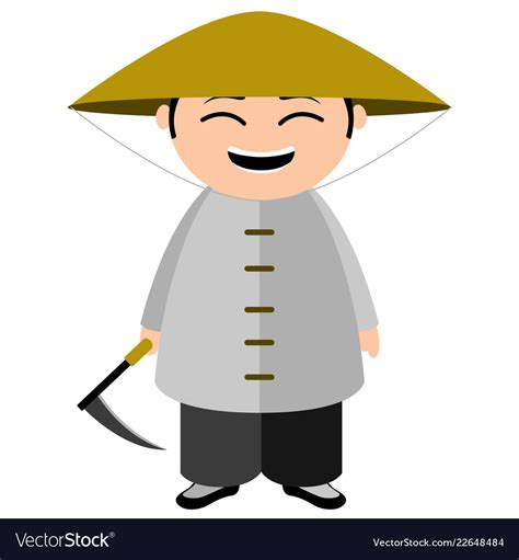 Isolated Traditional Asian Cartoon Character Vector Image