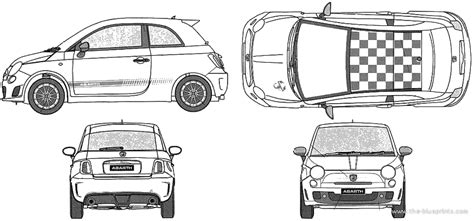 Fiat 500 Blueprint Sketch Coloring Page