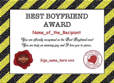 Show Your Man How Much You Adore Him With A Best Boyfriend Award