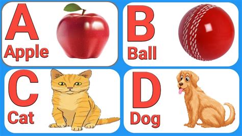 A For Apple B For Ball C For Cat D For Dog Alphabetabcd Alphabetabc