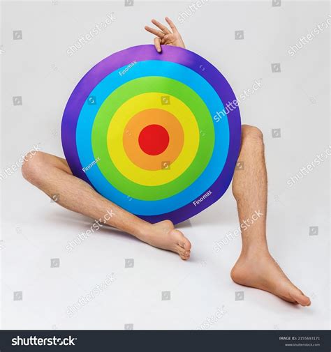 Naked Man Hides Behind Rainbow Target Stock Photo Shutterstock