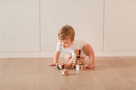 Cute Little Baby Boy Playing With Blocks Stock Image Image Of