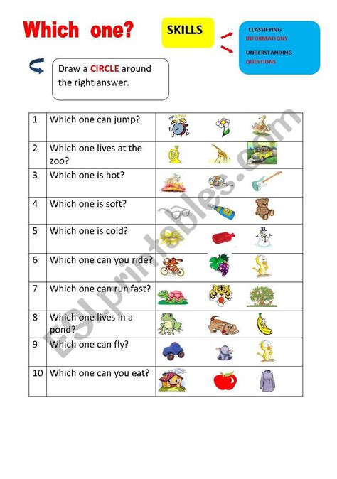 Which One Esl Worksheet By Lia The Teacher