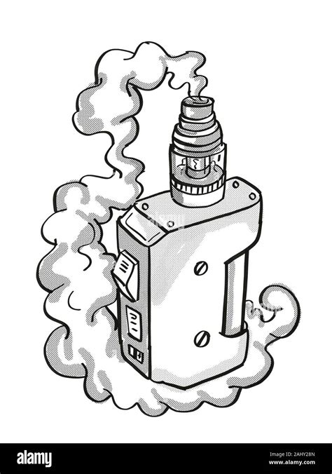 Tattoo Cartoon Style Drawing Illustration Of A Vape Electronic