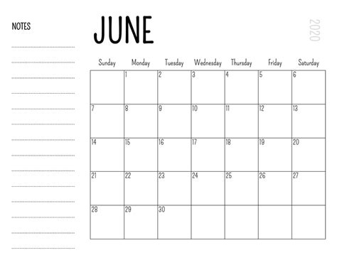 Free Blank June 2020 Calendar Printable In Pdf Word And Excel