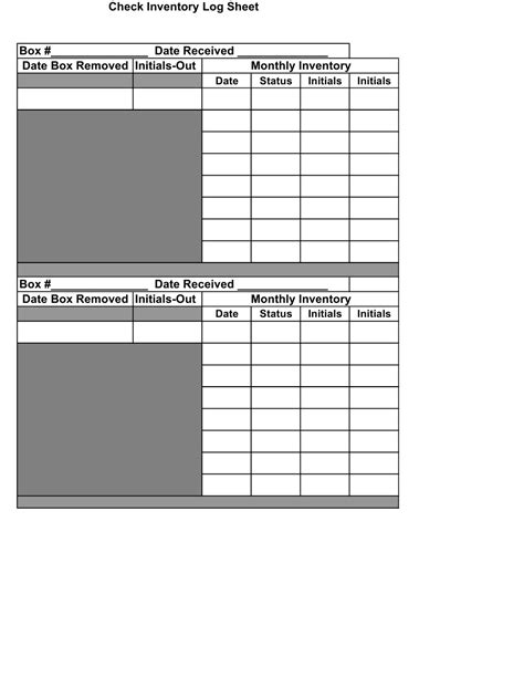 Check Inventory Log Sheet Template Download Printable Pdf