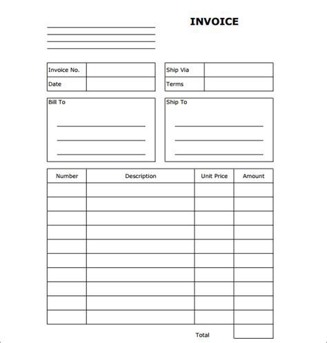 Printable Pdf Doc Msword Free Blank Invoice Template Pdf Blank Invoice