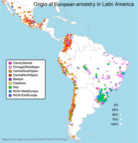 most common origin of european genetic admixture in latin america [infographic]