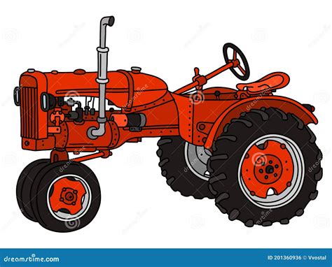 The Classic Red Tractor Stock Vector Illustration Of Motor 201360936