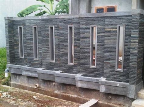 40 model pagar tembok minimalis desainrumahnyacom via desainrumahnya.com. gambar pagar batu alam